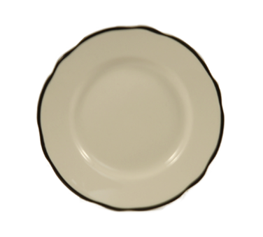CAC China SC-6B 6.38" Dia. Black Band and American White Ceramic Round Seville Plate (3 Dozen Per Case)