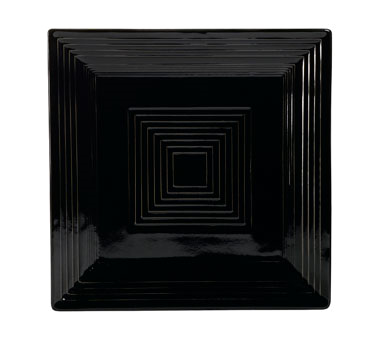 CAC China TG-SQ16-BLK Black Porcelain Square Tango Plate (1 Dozen)