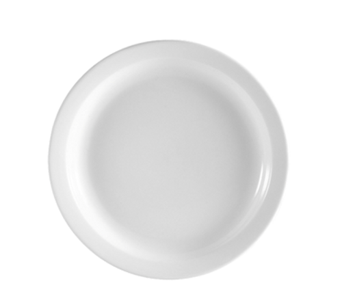 CAC China NCN-8 9" Dia. Super White Porcelain Round Clinton Plate (2 Dozen Per Case)