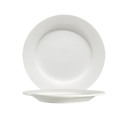 CAC China 101-8 8.25" Dia. Bone White Porcelain Round Lincoln Plate (3 Dozen Per Case)