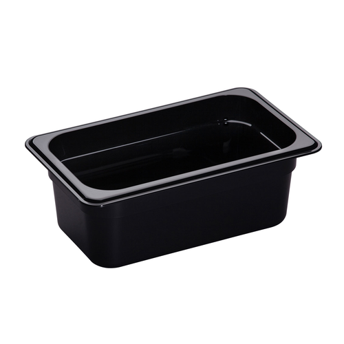 Cambro 44CW110 Camwear 1/4 Size Black Food Pan 4" Deep