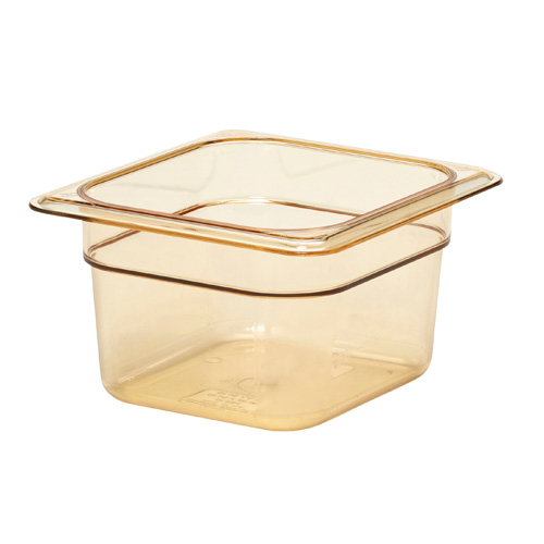 Cambro 64HP150 H-Pan 1/6 Size Amber High Heat Hot Food Pan 4" Deep - 6/Case