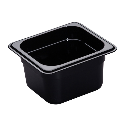 Cambro 64HP110 H-Pan 1/6 Size Black High Heat Hot Food Pan 4" Deep - 6/Case