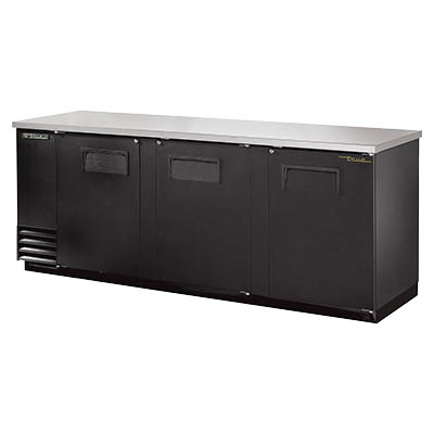 True TBB-4-HC 90.38"W Three-Section Solid Door Back Bar Cooler