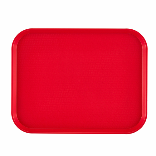 Cambro 1418FF163 13.81" Red Rectangle Fast Food Tray - 12/Case