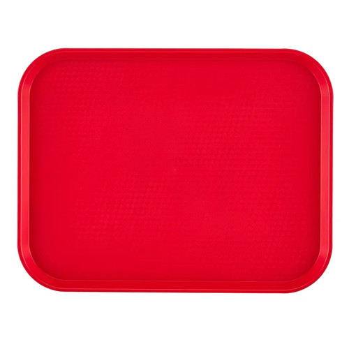 Cambro 1418FF163 13.81" Red Rectangle Fast Food Tray - 12/Case