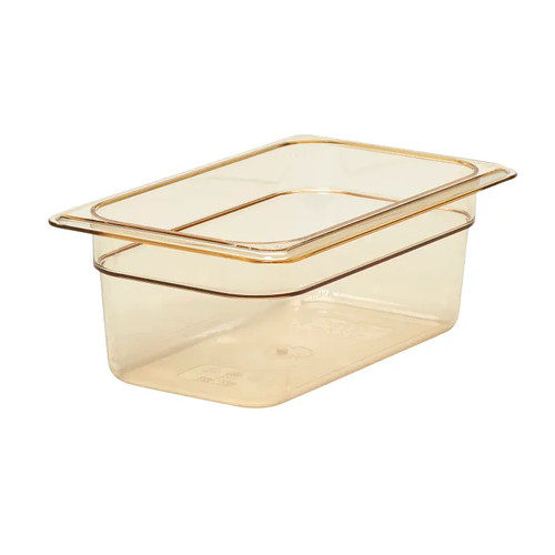 Cambro 44HP150 H-Pan 1/4 Size Amber High Heat Hot Food Pan 4" Deep - 6/Case