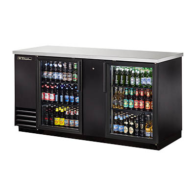 True TBB-3G-HC-LD 69.13"W Two-Section Glass Door Back Bar Cooler