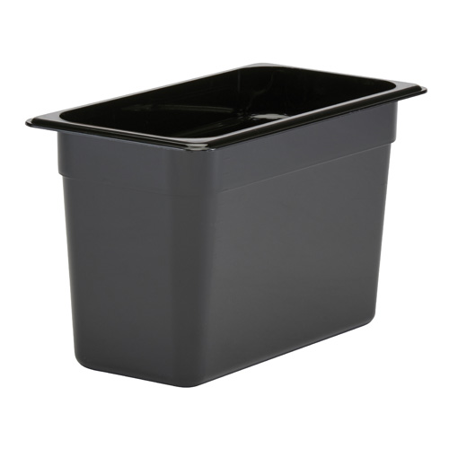 Cambro 38CW110 Camwear 1/3 Size Black Food Pan 8" Deep - 6/Case
