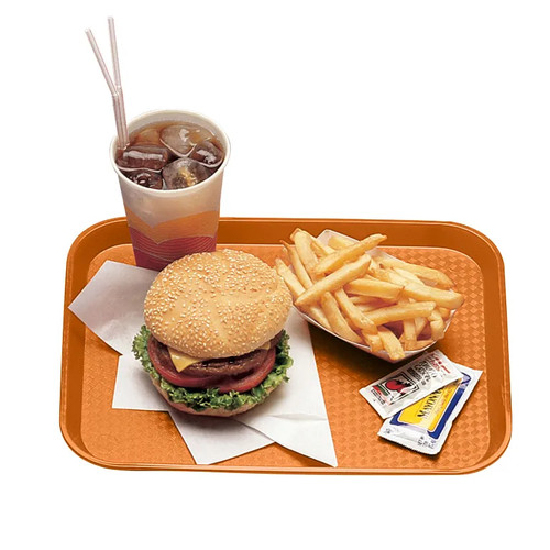 Cambro 1418FF166 13.81" Red Rectangle Fast Food Tray - 12/Case