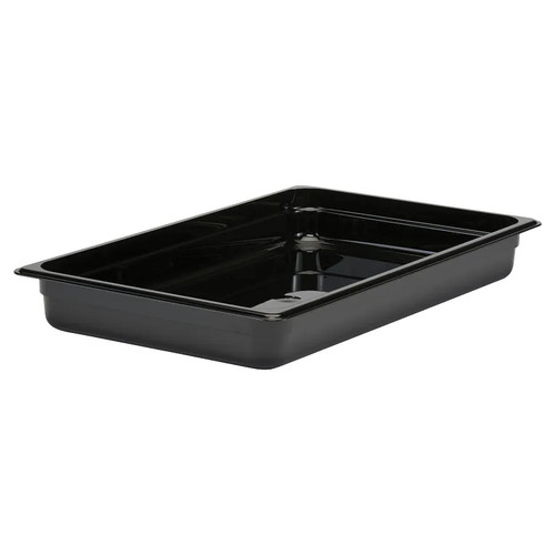 Cambro 12CW110 Camwear Full Size Black Food Pan 2-1/2" Deep - 6/Case
