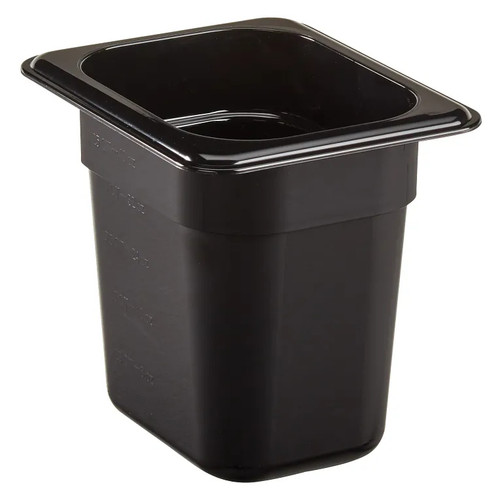 Cambro 86CW110 Camwear 1/8 Size Black Food Pan 6" Deep - 6/Case