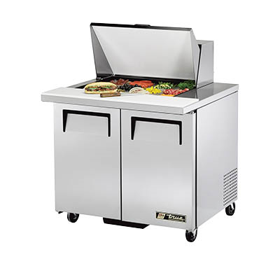 True TSSU-36-12M-B-HC 36.38" W Two-Section Two Door Mega Top Sandwich/Salad Unit