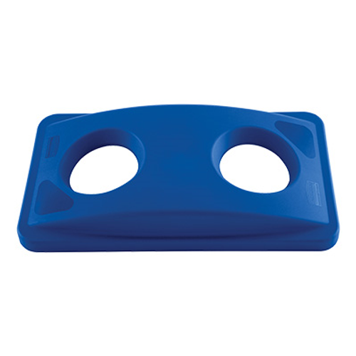 Rubbermaid FG269288Blue 20 3/8" W X 11 3/8" D X 2 3/4" H Blue Slim Jim Bottle & Can Recycling Top (6 Each Per Case)