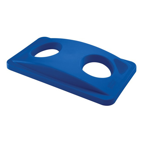 Rubbermaid FG269288Blue 20 3/8" W X 11 3/8" D X 2 3/4" H Blue Slim Jim Bottle & Can Recycling Top (6 Each Per Case)