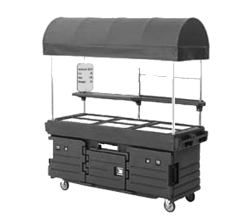 Cambro KVC856C192 With 6 Pan Wells And Kentucky Green Canopy Camkiosk Cart 85-1/8" X 33-1/2" X 94" Polyethylene Construction