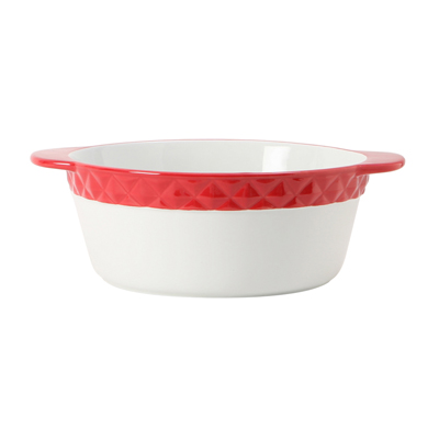 Tuxton EAQ-301 12" 3-1/2 qt Porcelain Porcelain White Round Casserole Dish (2 Each Per Case)