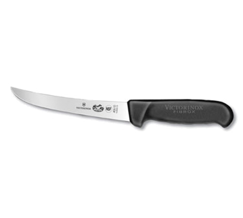 Victorinox Swiss Army 5.6503.15 6" Black Curved Boning Knife with Fibrox Pro Handle