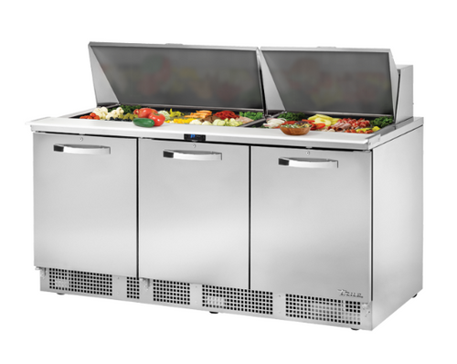 True TFP-72-30M-HC~SPEC3 SPEC SERIES 72.13" W Stainless Steel 3-Section with 3 Doors and 6 Drawers Sandwich and Salad Unit - 115 Volts