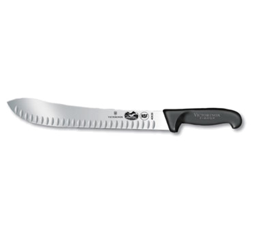 Victorinox Swiss Army 5.7423.31 12" Black Granton Edge Butcher Knife with Fibrox Pro Handle