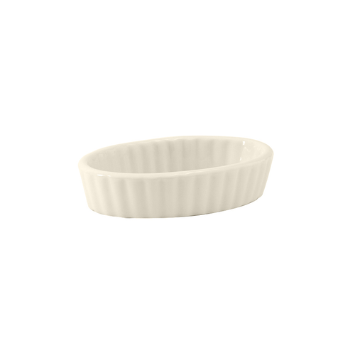 Tuxton BEK-0306 3 Oz. Ceramic Eggshell Oval Cre Brule (2 Dozen Per Case)