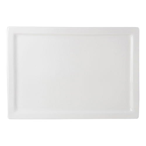 Tuxton ABU-554 Ceramic Pearl White Rectangular Plate (6 Each Per Case)
