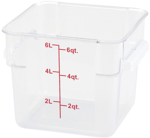 Winco PTSC-6 6 Qt. Translucent Square Polypropylene Storage Container