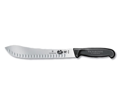 Victorinox Swiss Army 5.7423.25-X3 10" Black Granton Edge Butcher Knife with Fibrox Handle