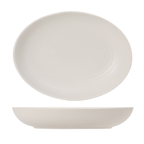 Tuxton VWB-350Y 10" 35 Oz. Porcelain Matte White Oval Bowl (1 Dozen)