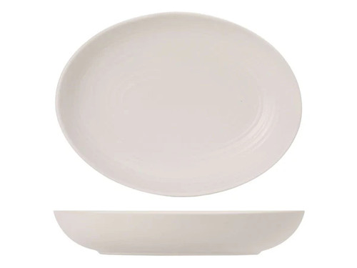 Tuxton VWB-350Y 10" 35 Oz. Porcelain Matte White Oval Bowl (1 Dozen)