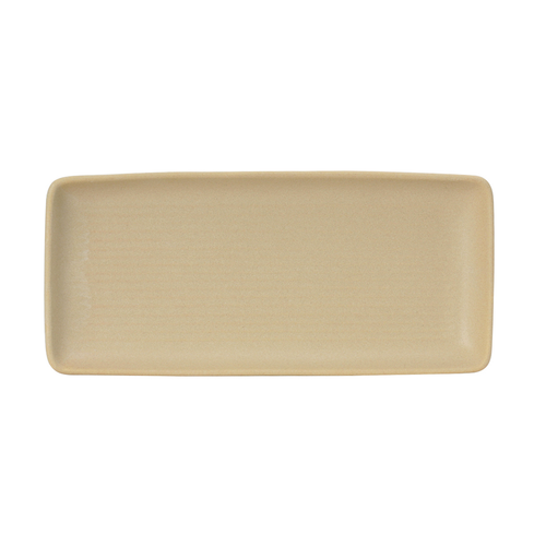 Tuxton VYZ-107Y 10" Porcelain Matte Beige Rectangular Tray (1 Dozen)