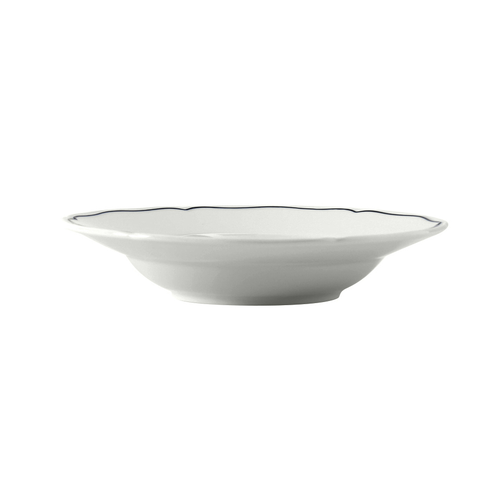 Tuxton SBD-090 9" 9 Oz. Ceramic Porcelain White With Blue Band Round Rim Soup Bowl (2 Dozen Per Case)