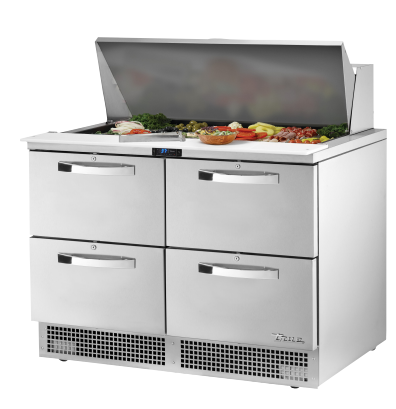 True TFP-48-18M-D-4-HC~SPEC3 SPEC SERIES 48.13" W Stainless Steel 2-Section with Four Drawers Sandwich and Salad Unit - 115 Volts