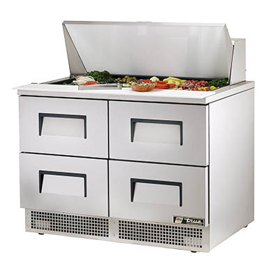 True TFP-48-18M-D-4-HC~SPEC3 SPEC SERIES 48.13" W Stainless Steel 2-Section with Four Drawers Sandwich and Salad Unit - 115 Volts