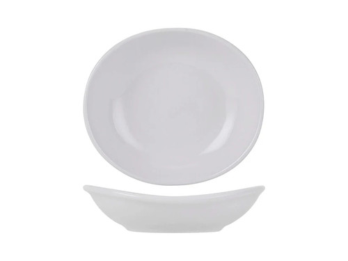Tuxton BPB-105J 10-1/2 Oz. Porcelain Porcelain White Oval Bowl (1 Dozen)