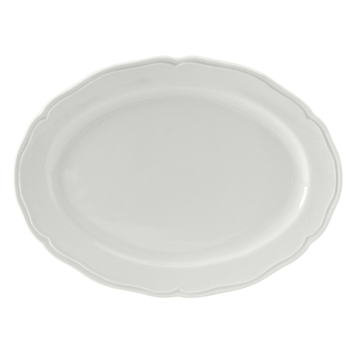 Tuxton SCH-104 10" Porcelain Porcelain White Oval / Oblong Platter (1 Dozen)