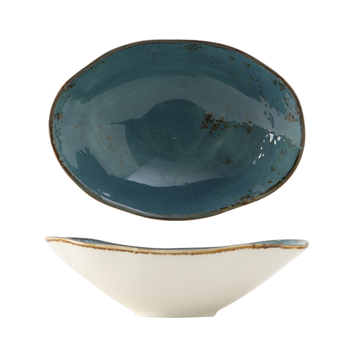 Tuxton GGE-402 11-1/2 Oz. Porcelain Azure Oval Capistrano Bowl (1 Dozen)