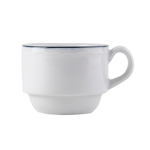 Tuxton SBF-0303 3 Oz. Porcelain Porcelain White With Blue Band Espresso Cup (3 Dozen Per Case)