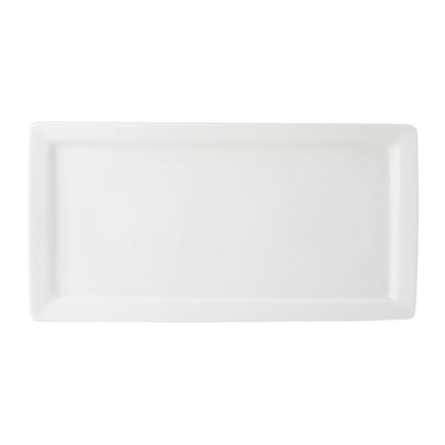 Tuxton ABU-552 Ceramic Pearl White Rectangular Plate (6 Each Per Case)