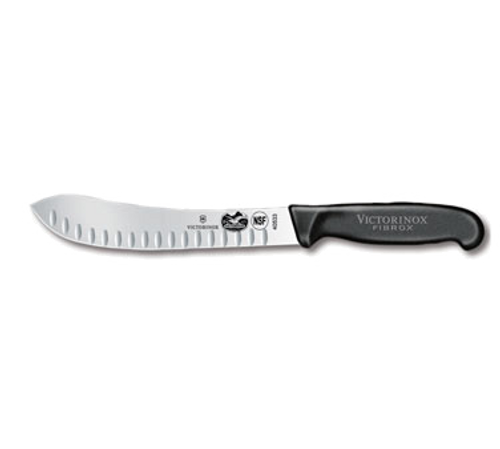 Victorinox Swiss Army 5.7423.20 8" Black Granton Edge Butcher Knife with Fibrox Pro Handle