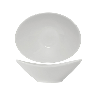 Tuxton GLP-402 10 Oz. Porcelain Porcelain White Oval Capistrano Bowl (1 Dozen)
