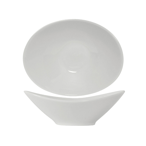 Tuxton GLP-402 10 Oz. Porcelain Porcelain White Oval Capistrano Bowl (1 Dozen)