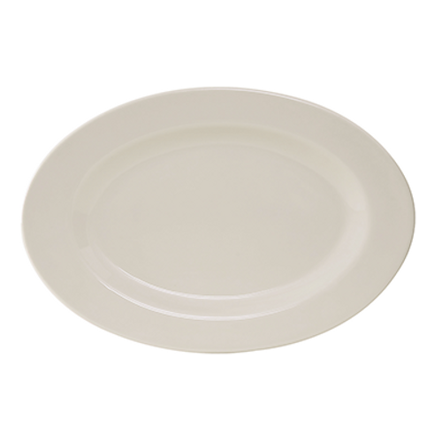Tuxton TRE-949 Ceramic American White/Eggshell Oval Platter (6 Each Per Case)