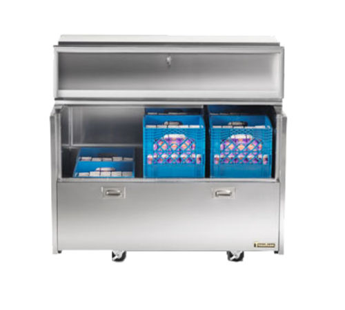 Traulsen RMC58D4 58" W Stainless Steel Sliding Door Spec-Line Forced-Air Double Access Milk Cooler - 115 Volts