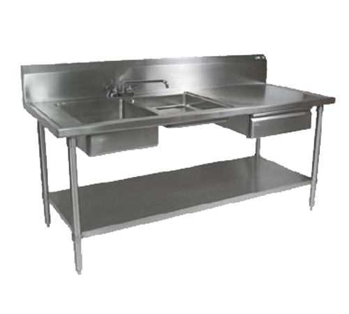 John Boos EPT6R10-DL2B-72L 16-Gauge Two Compartment Prep Table Sink Unit 72"W x 30"D x 45-3/4"H