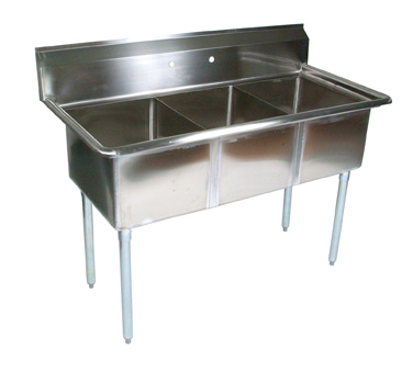 John Boos E3S8-1620-12 36" - 53" Stainless Steel 3 Compartment E-Series Sink 12" Deep