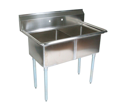 John Boos E2S8-24-14 40" - 53" 18-Gauge Stainless Steel Two Compartment E-Series Sink 14" Deep