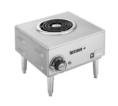 Wells H-33 12.8" W x 10.1" H x 14.8" D Stainless Steel with Single Flat Spiral Element Burner Electric Countertop Hotplate - 120 Volts