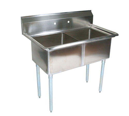 John Boos E2S8-18-12 40" - 53" 18-Gauge Stainless Steel Two Compartment E-Series Sink 12" Deep