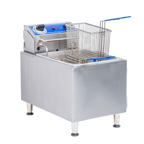 Globe PF16E 16 Lbs. Stainless Steel Electric Countertop Fryer - 208 Volts